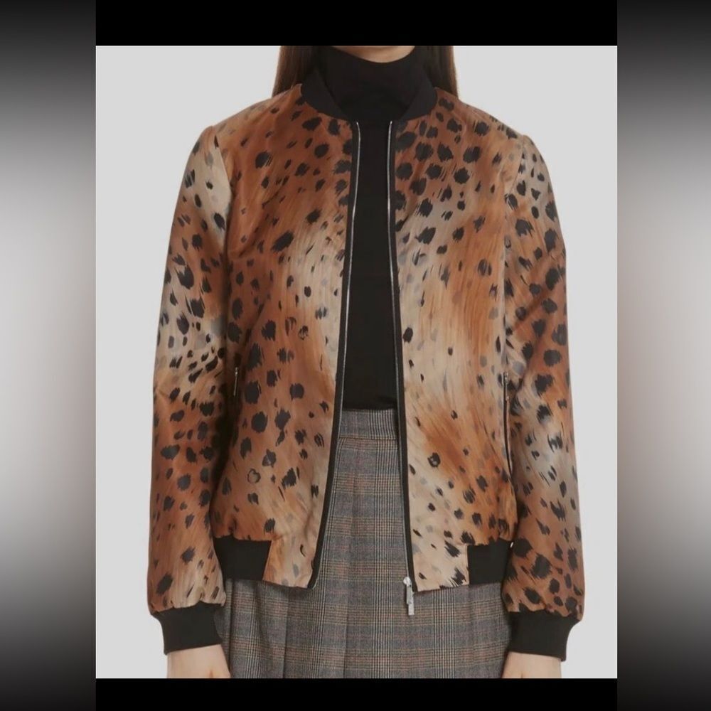 Lafayette 148 New York leopard print bomber jacket, L